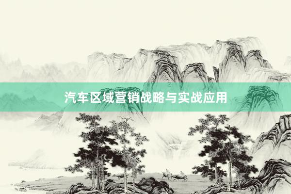 汽车区域营销战略与实战应用